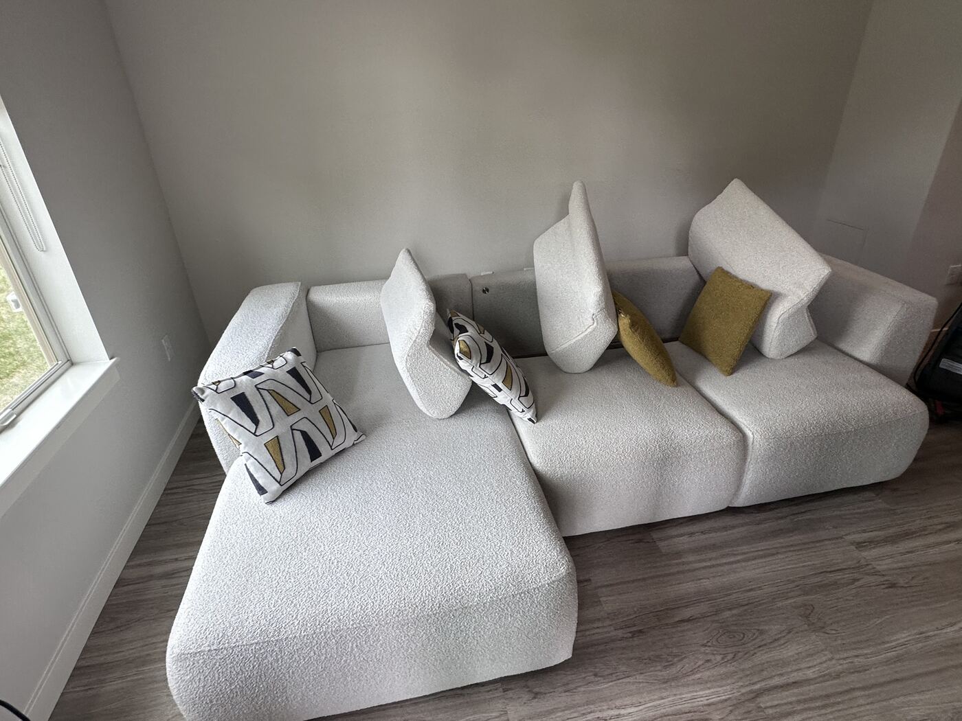 Same sofa after cleaning, refreshed and stain-free