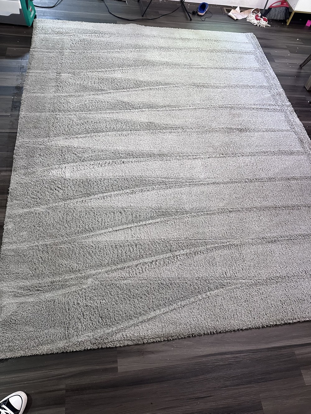 Same shag area rug after cleaning, restored and fluffed